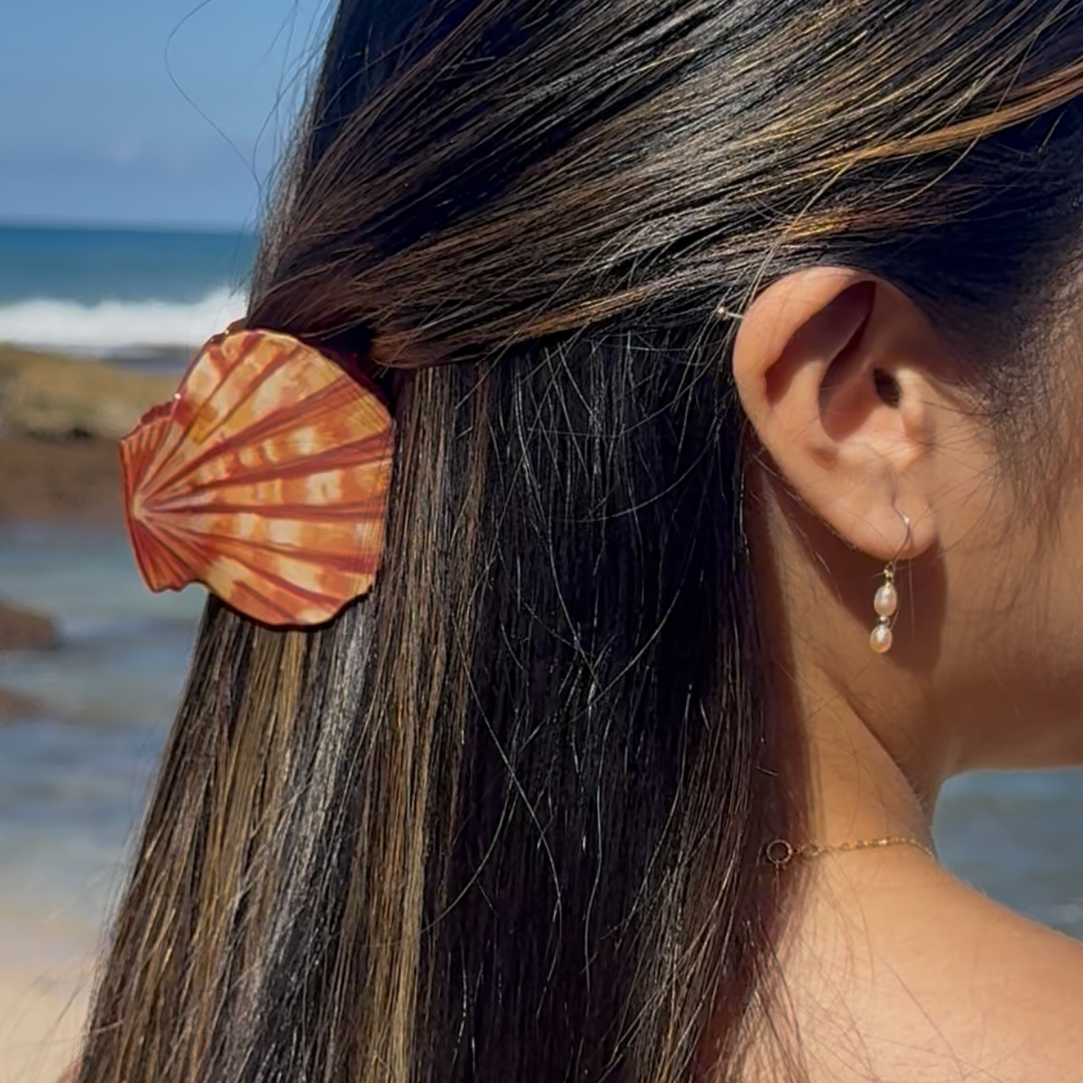 Painted Sunrise Shell Hair Claw