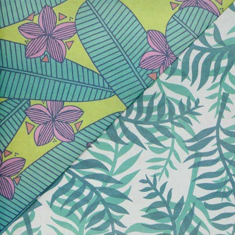 Plumeria/ Palms Double-sided Eco Wrapping Paper