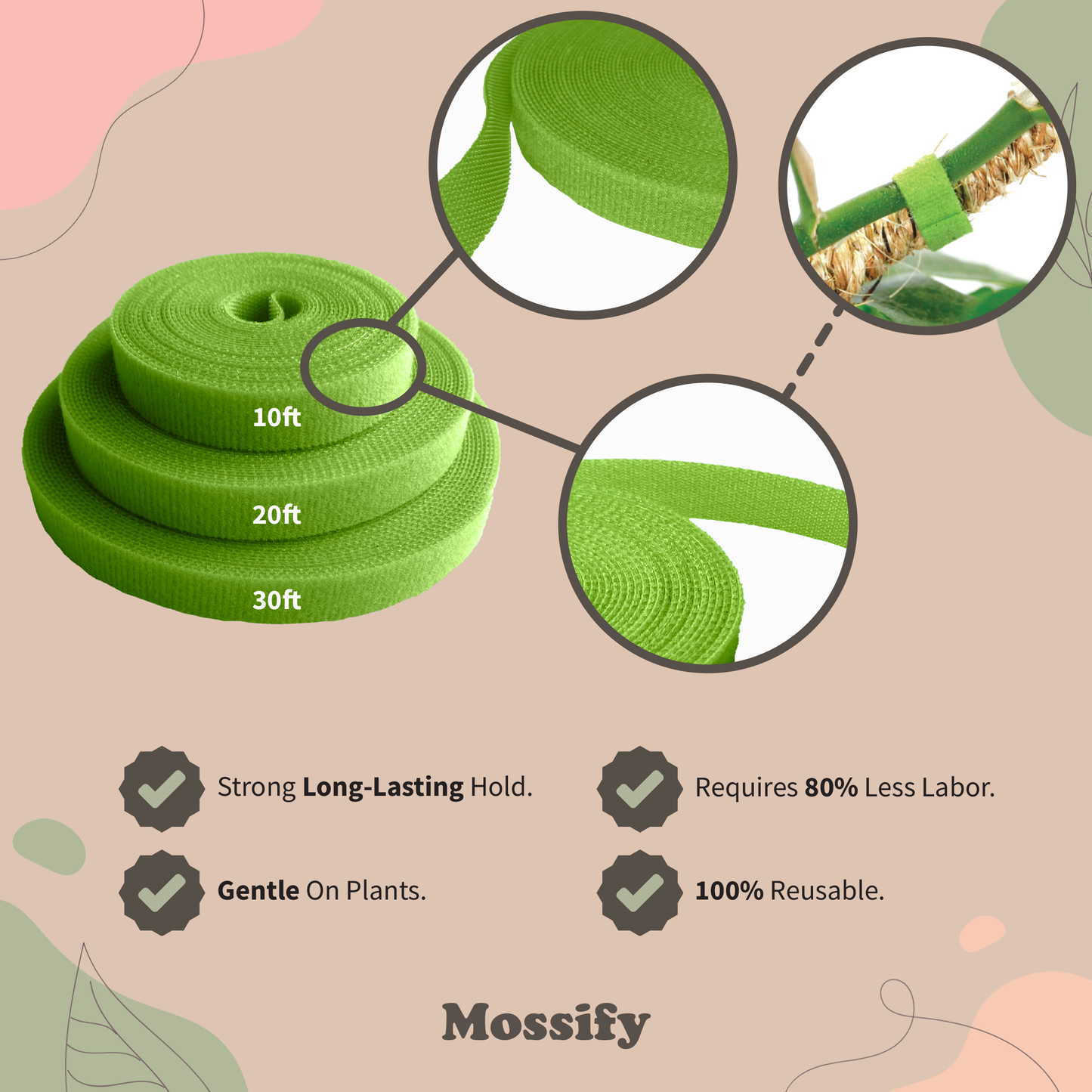 Reusable Plant Tape Pull Up & Support Indoor & Outdoor Plant