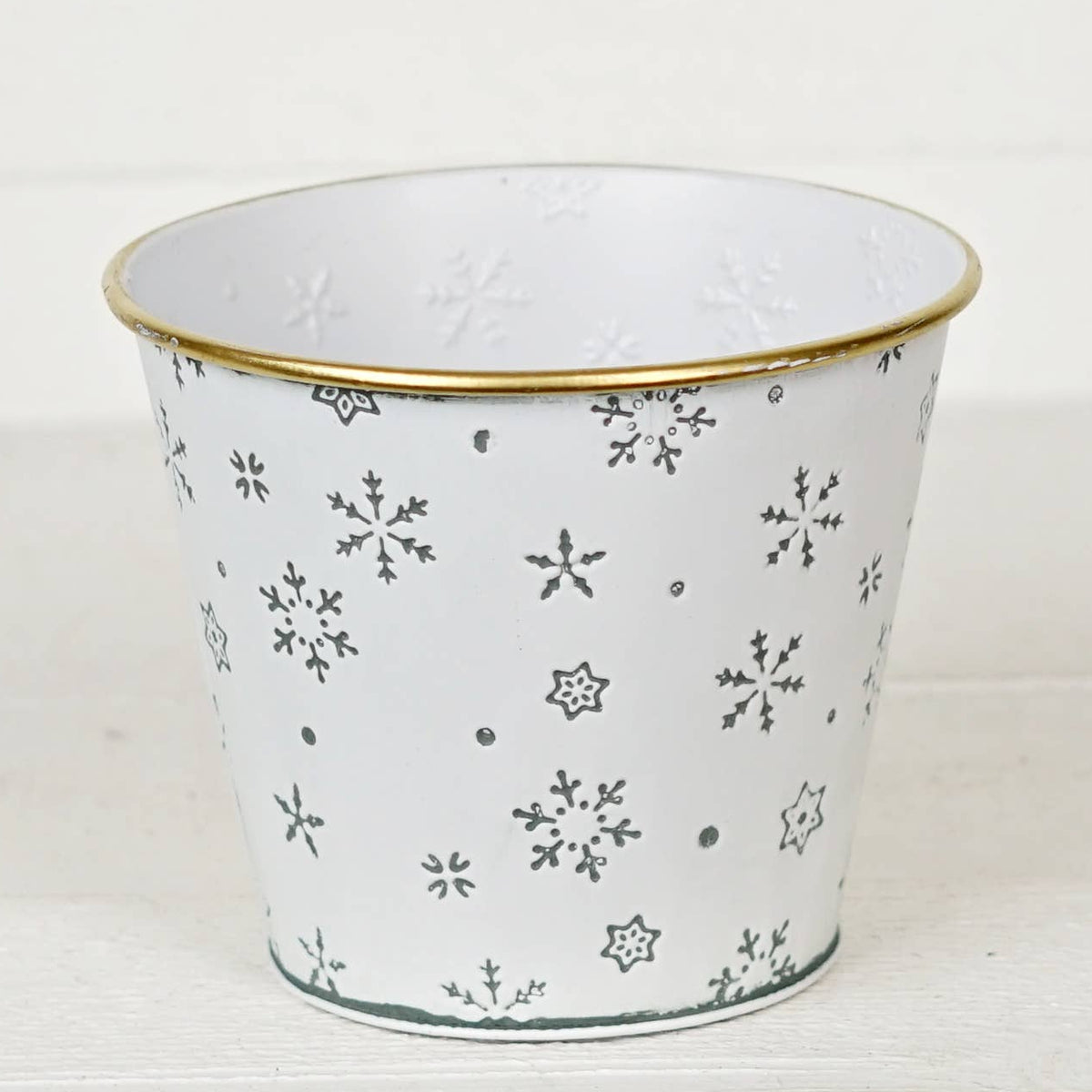 White Nordic Holiday Metal Bucket