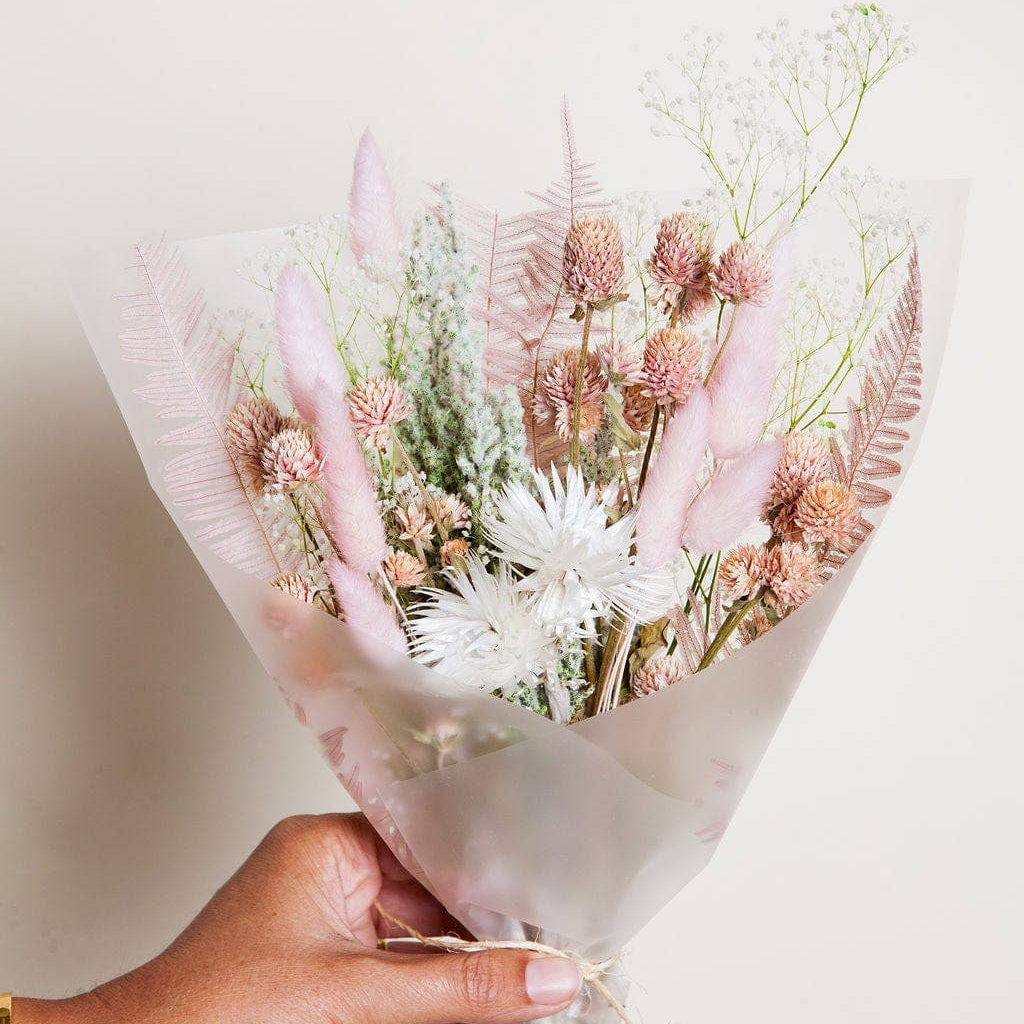 Blush, Green & White Dried Flower Mini Bouquet