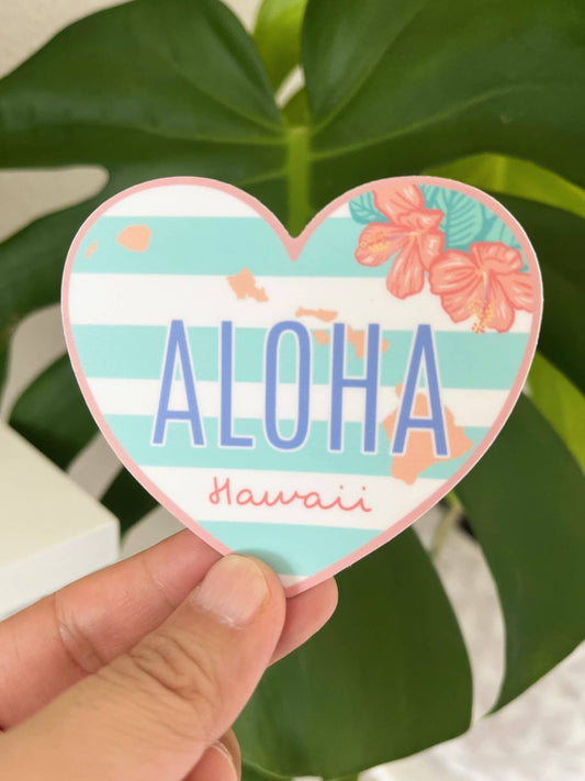 Aloha Hawaii Heart Sticker