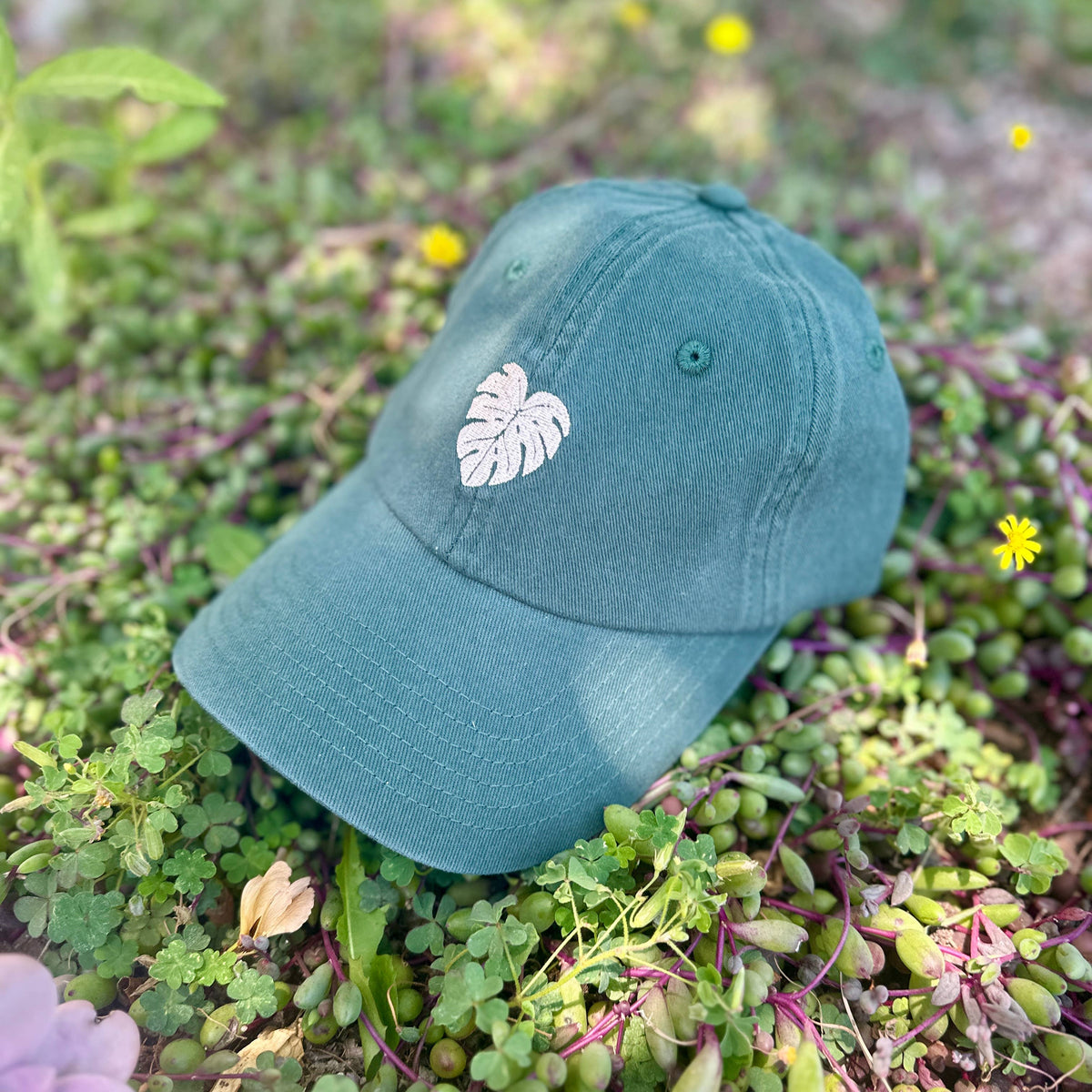 Green Monstera Hat – Embroidered Plant Hat