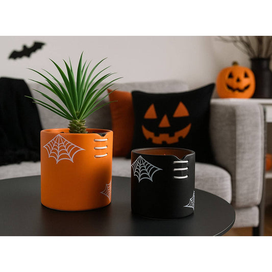 Spiderweb Stitch Ceramic Pot – Halloween Planter