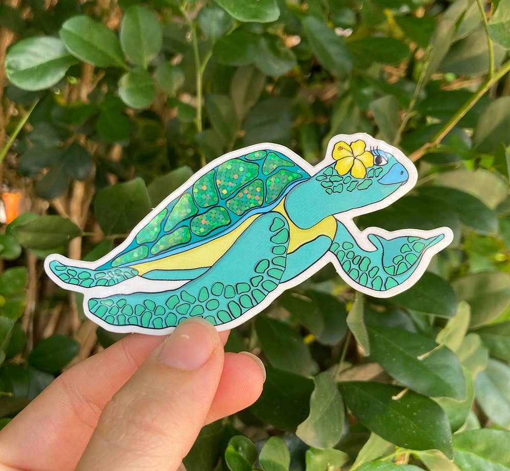 Hibiscus Honu Sticker