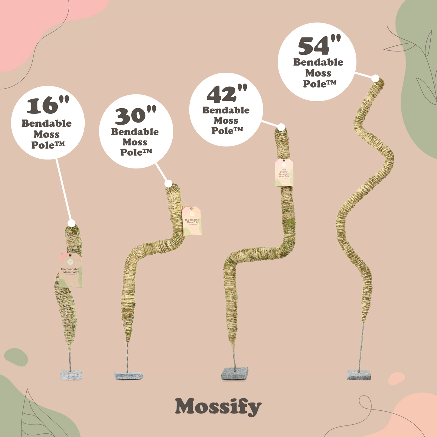 Bendable Moss Pole™ Best Seller Flexible Plant Support