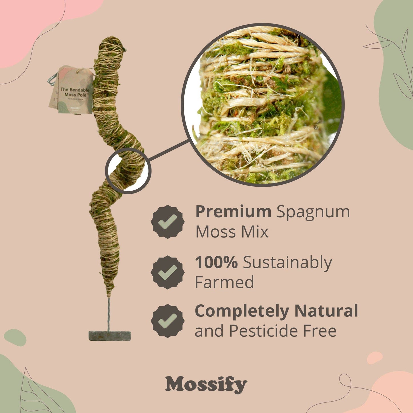 Bendable Moss Pole™ Best Seller Flexible Plant Support