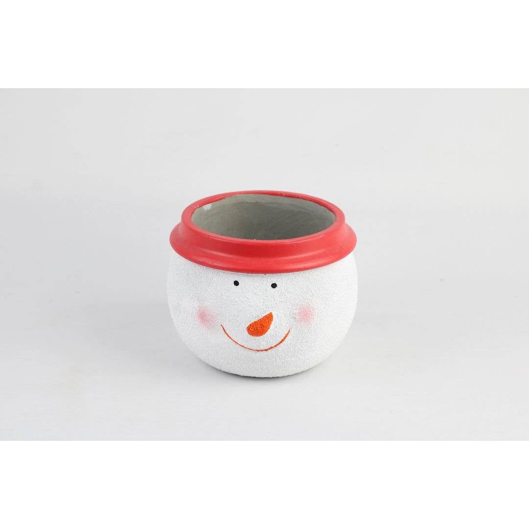 Santa & Snowman Concrete Holiday Pot – Planter or Votive