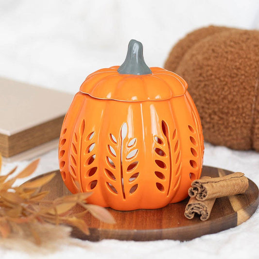 Orange Autumn Leaf Cut Out Pumpkin Oil Burner and Wax Warmer