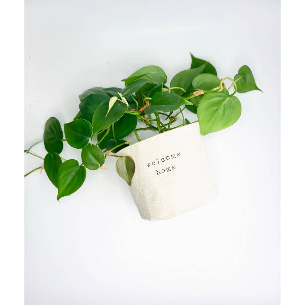 Welcome home Canvas Plant Pot Cover