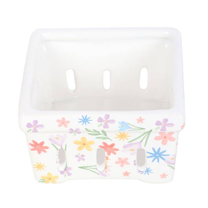 Spring Floral Print Ceramic Berry Basket