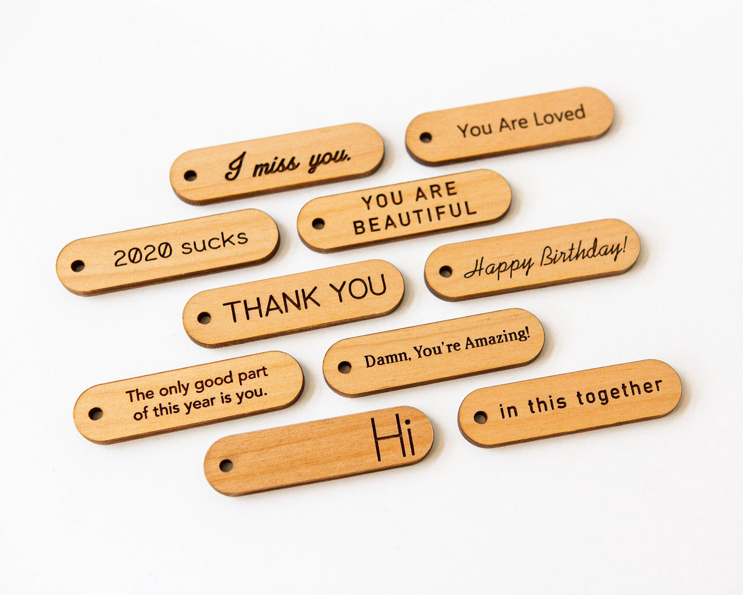 Mini Dried Floral Vases & Wood Gift Tag:  No boxes