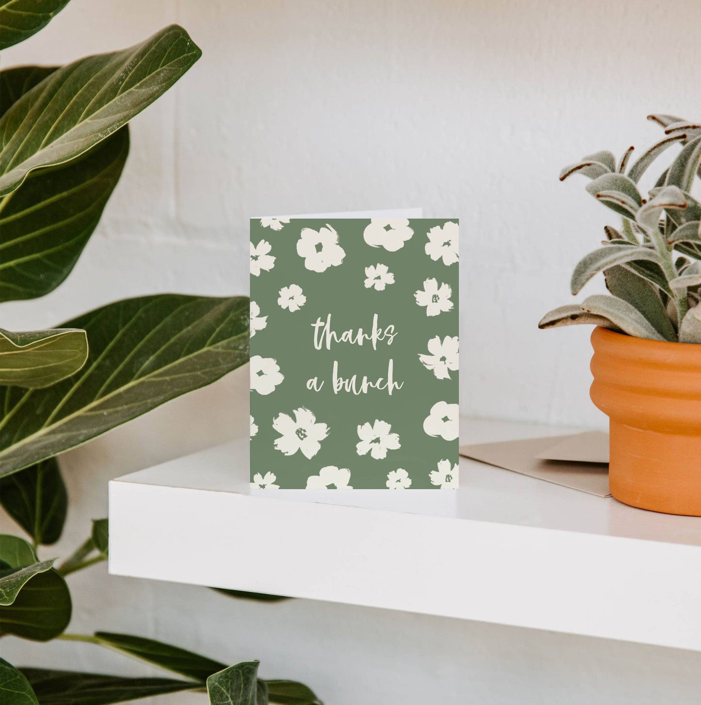 Brush Floral Thanks a Bunch Greeting Card | Thank You Card