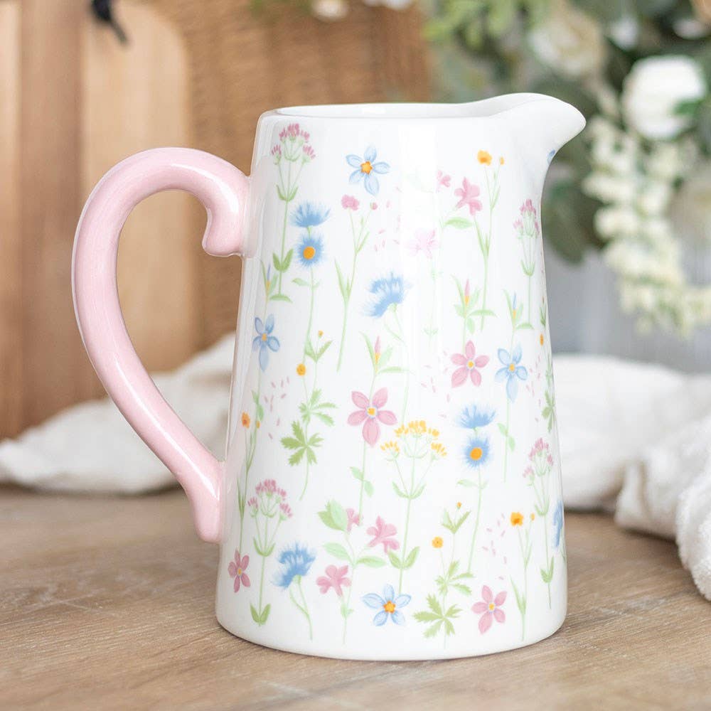 Spring Floral Print Ceramic Flower Jug