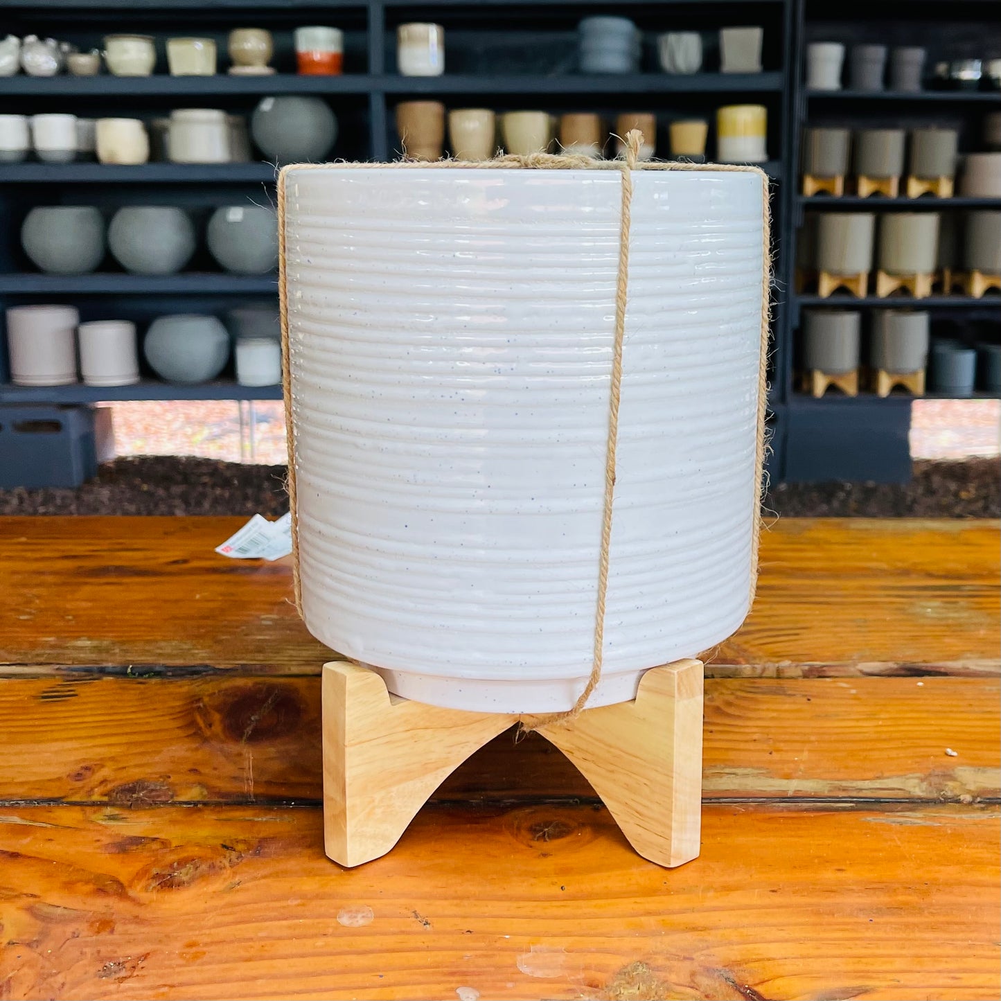 Ackerly Pot with Wood Stand
