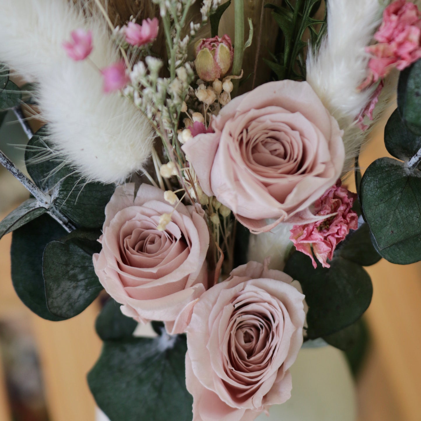 Preserved Rose Arrangement in White Vase | choose from 3 color roses