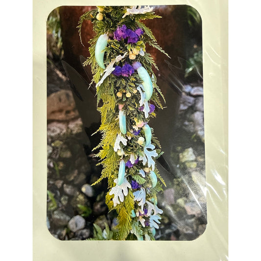 Lei Po'o Wili Style w/ Blue Jade, Statice, and Dusty Miller