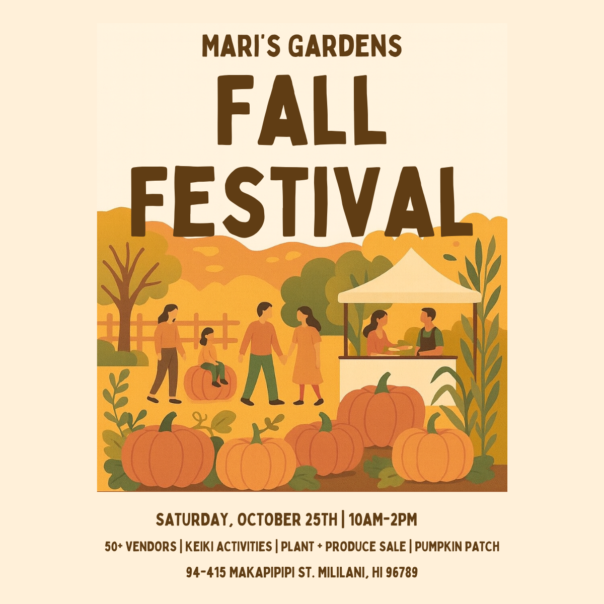 10/25 RSVP to Mari's Gardens Fall Festival