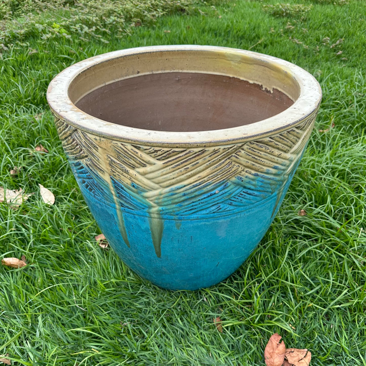 Island Tropic Weave Ceramic Planter