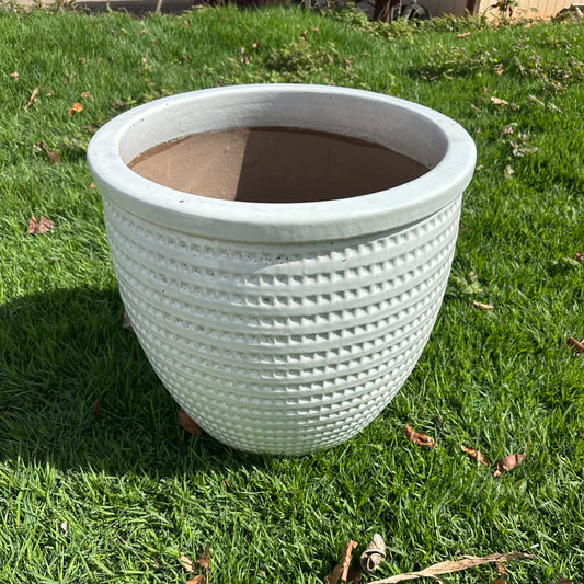 Pearl Coin White Ceramic Planter