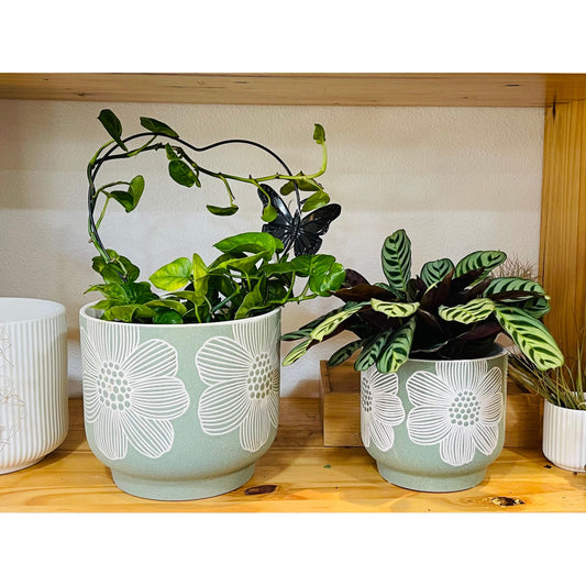 Flower & Sand Glazed Ceramic Planter
