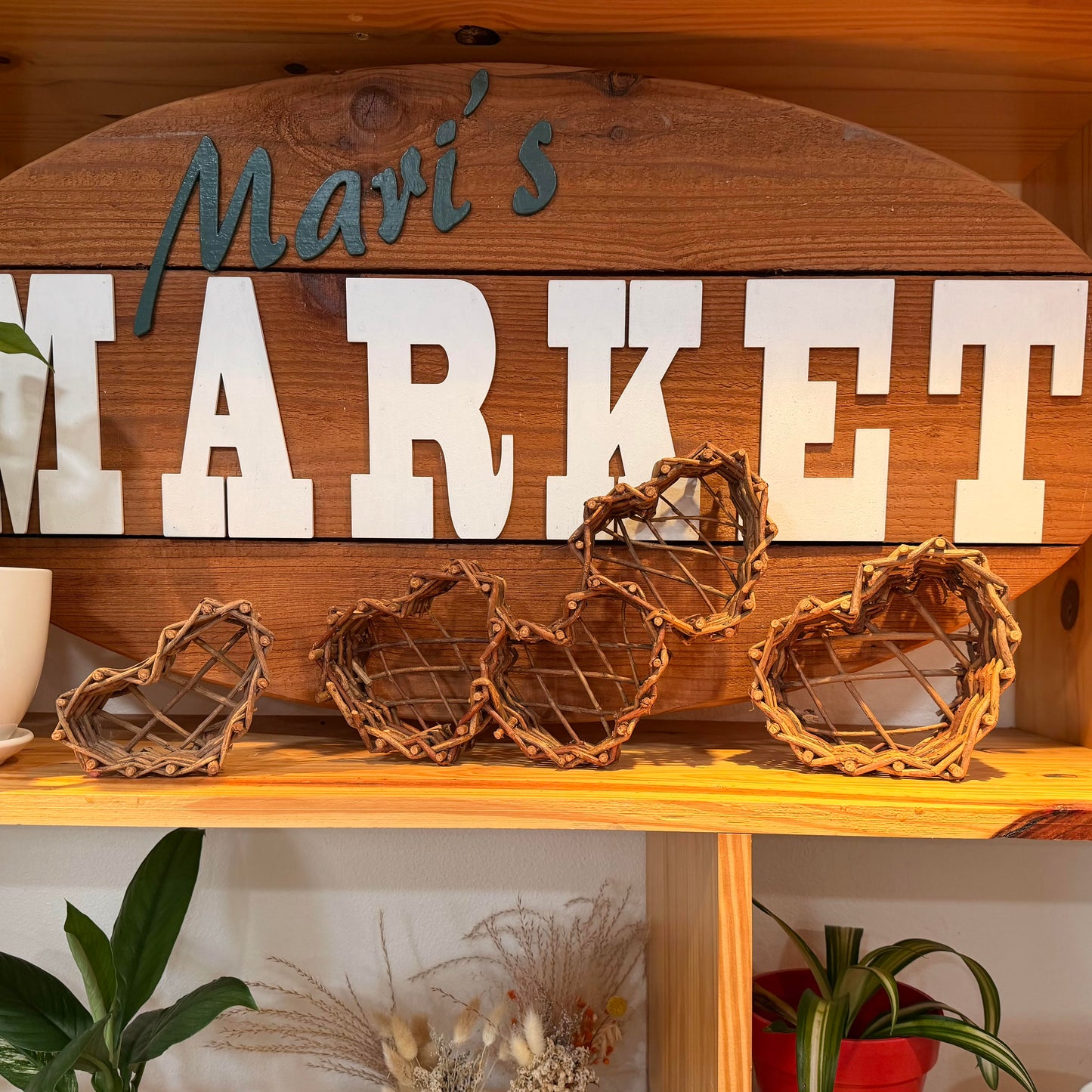 Heart grapevine basket