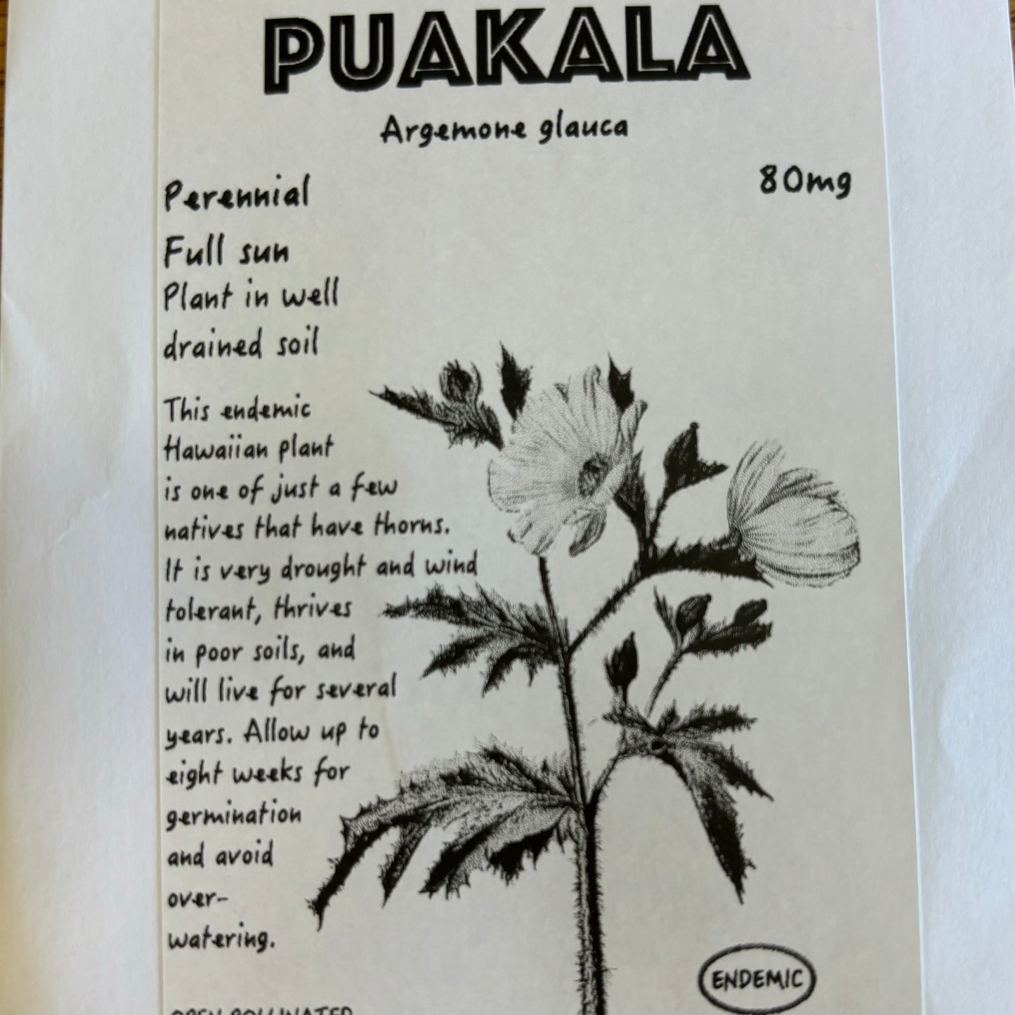 Puakala, seeds