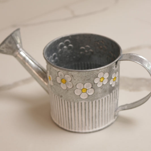 Silver Daisy Watering Can