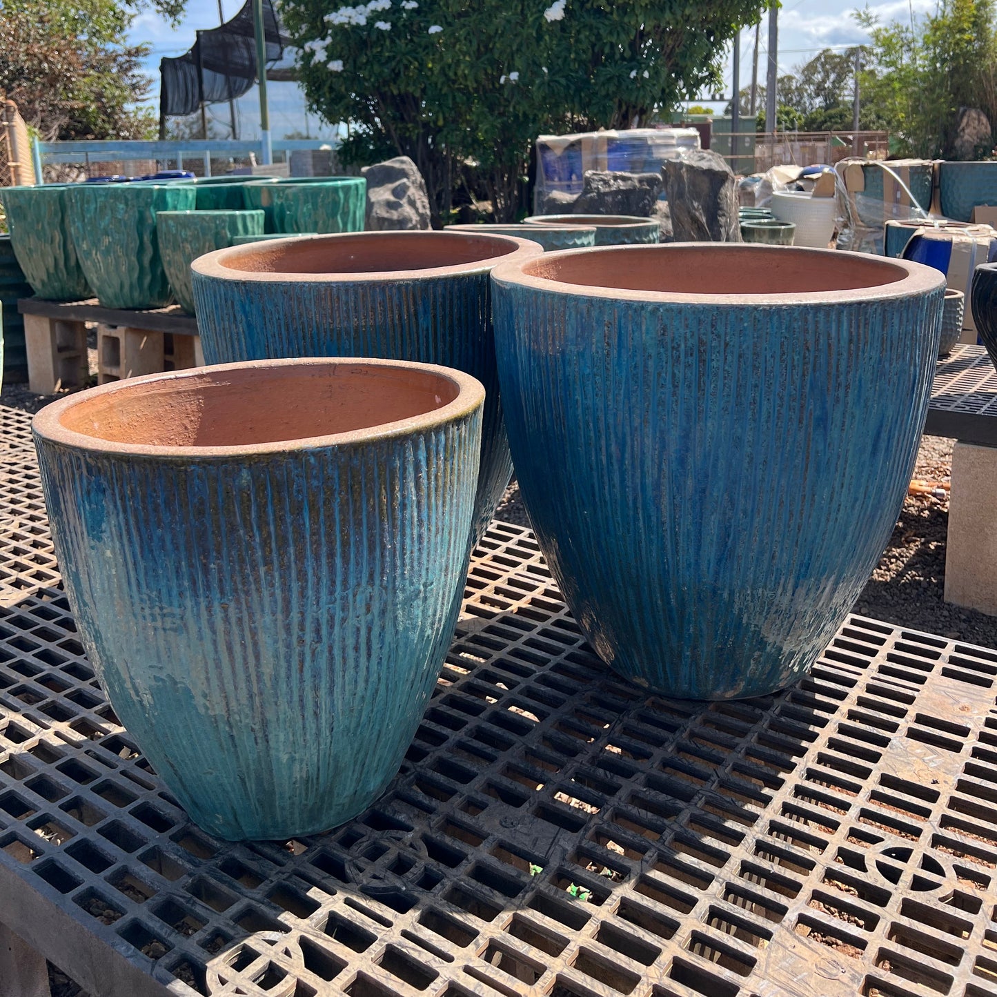 Teal Tapered Ceramic Planter