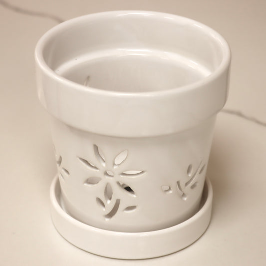 White Ceramic Orchid Planter