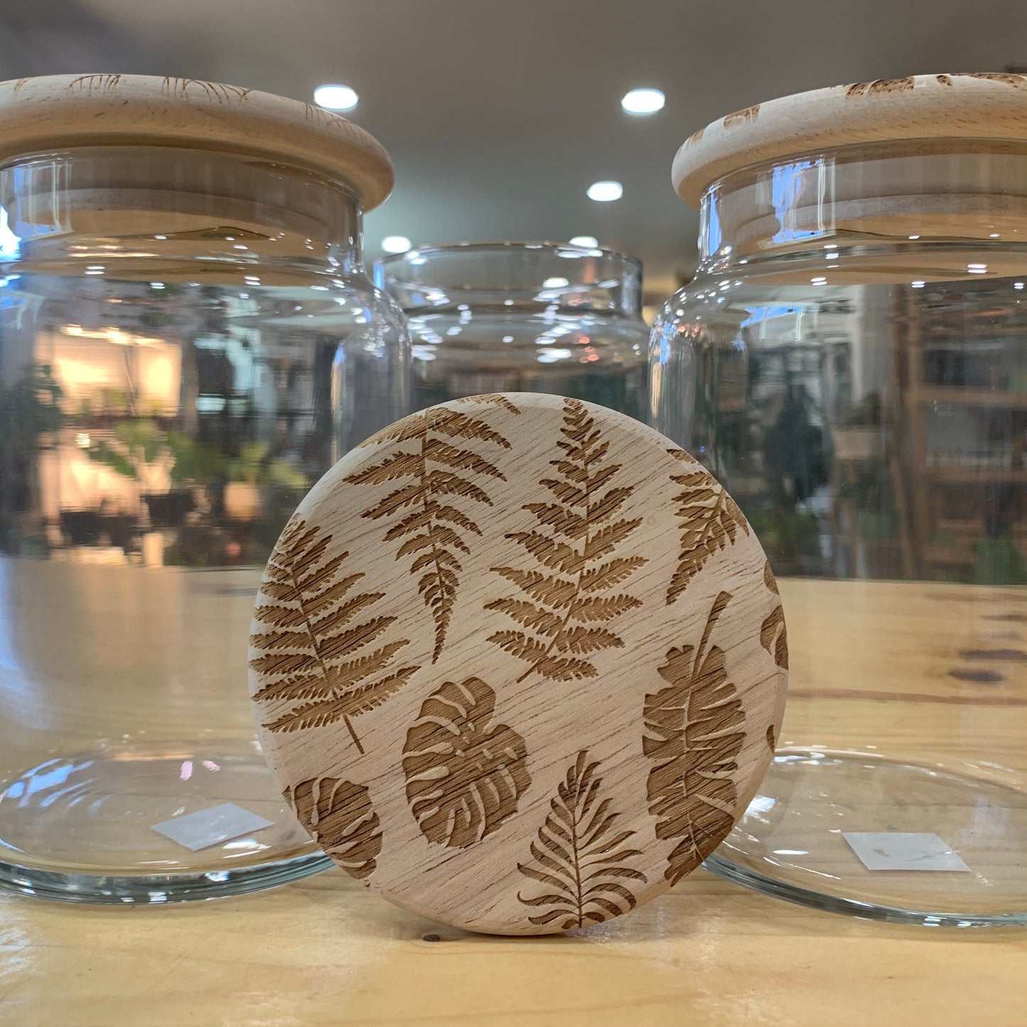 Glass Jars with Printed Wooden Lids