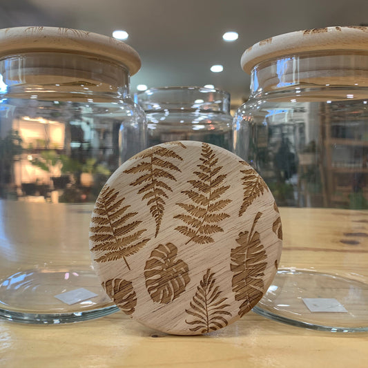 Glass Jars with Printed Wooden Lids