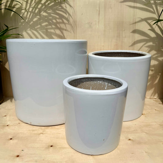 White Cylinder Planter