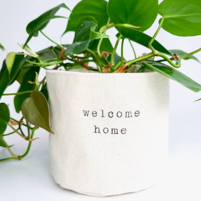 Welcome home Canvas Plant Pot Cover