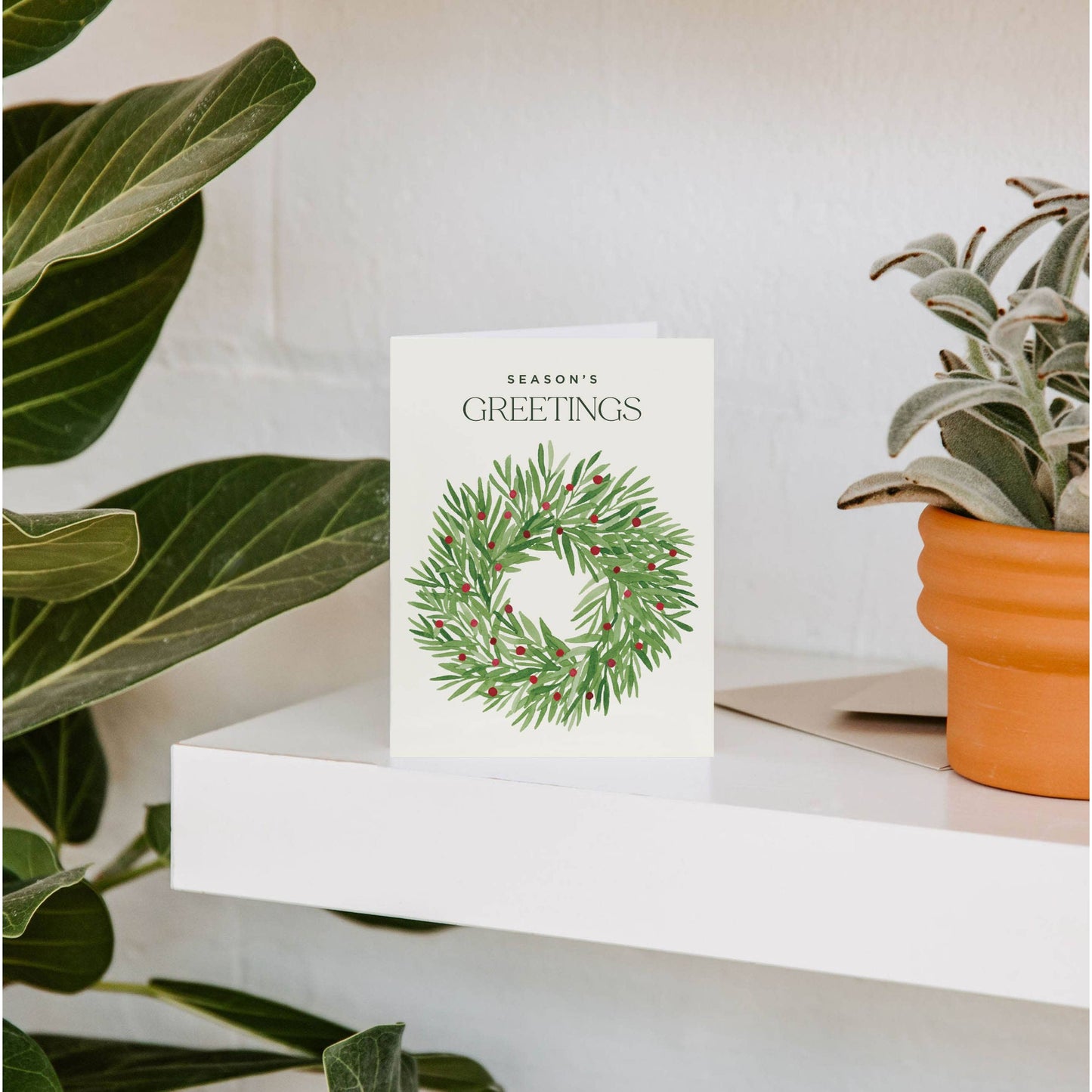 Season's Greetings Wreath Greeting Card | Christmas Card