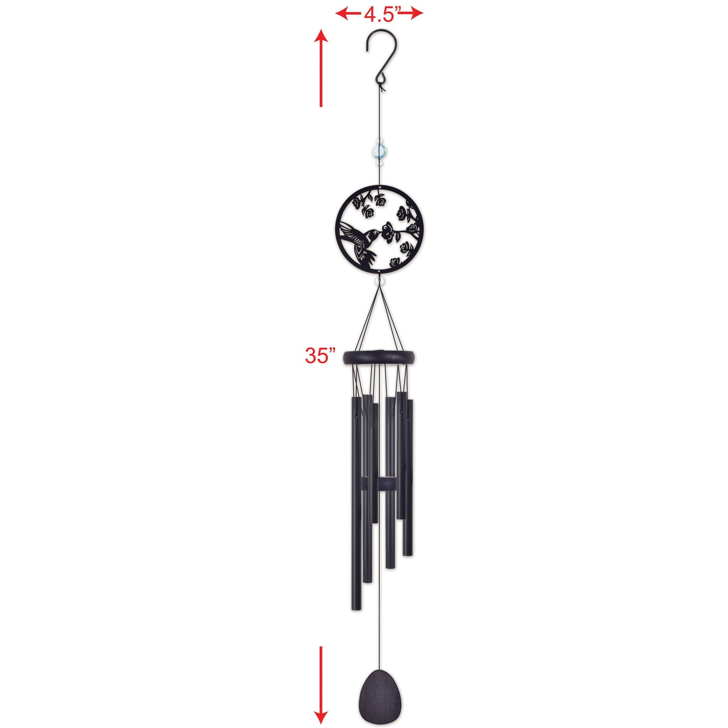 35" Hummingbird Silhouette Wind Chime Garden Decor - 94532