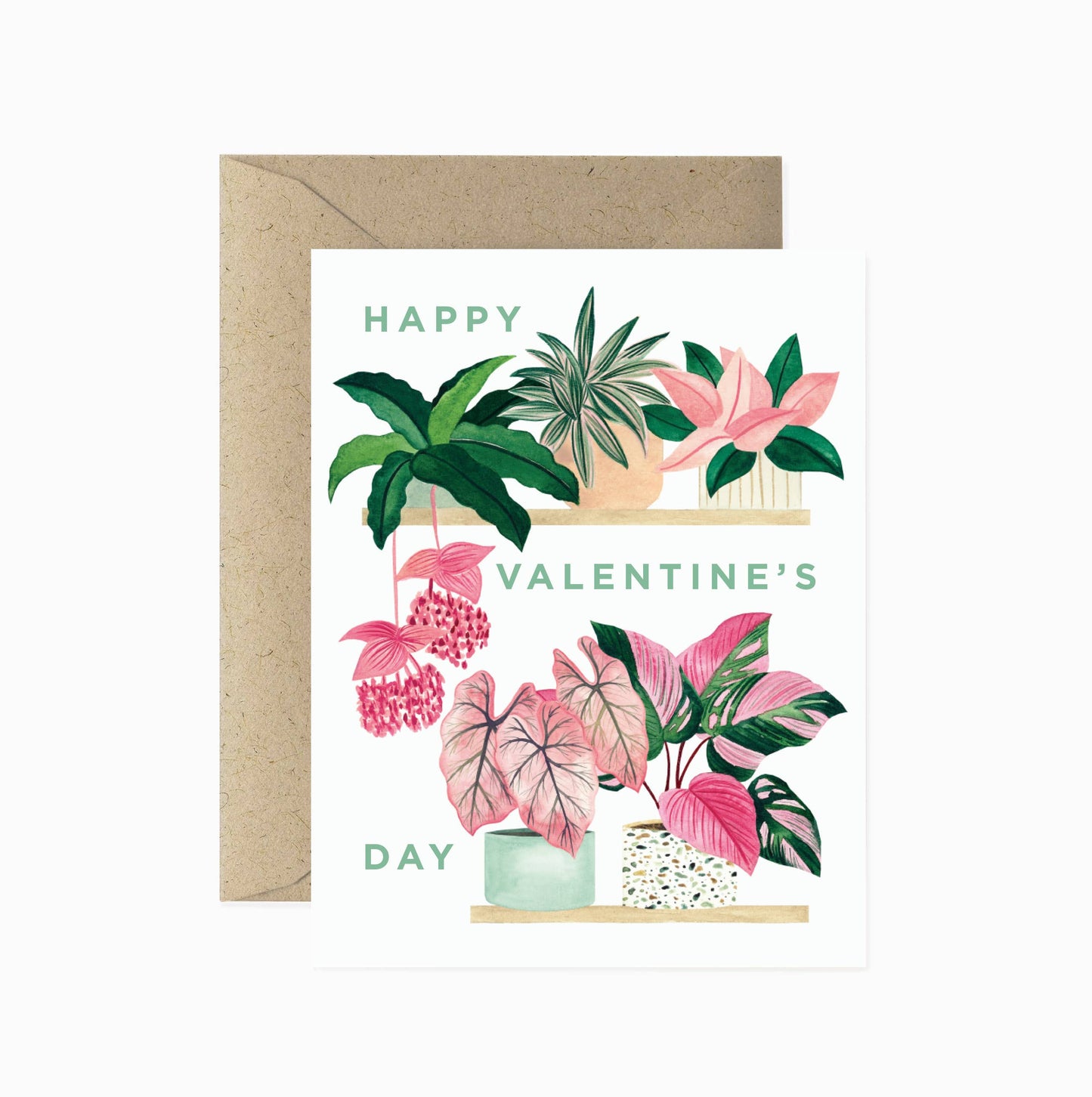 Valentine's Day Pink Plant Shelf Card