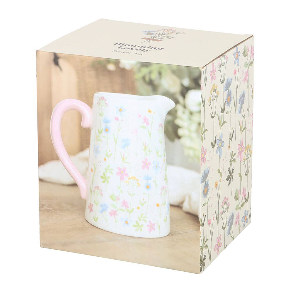 Spring Floral Print Ceramic Flower Jug