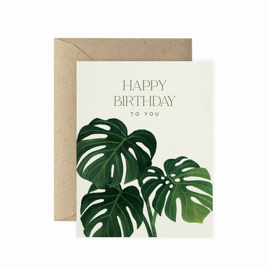 Monstera Happy Birthday Greeting Card