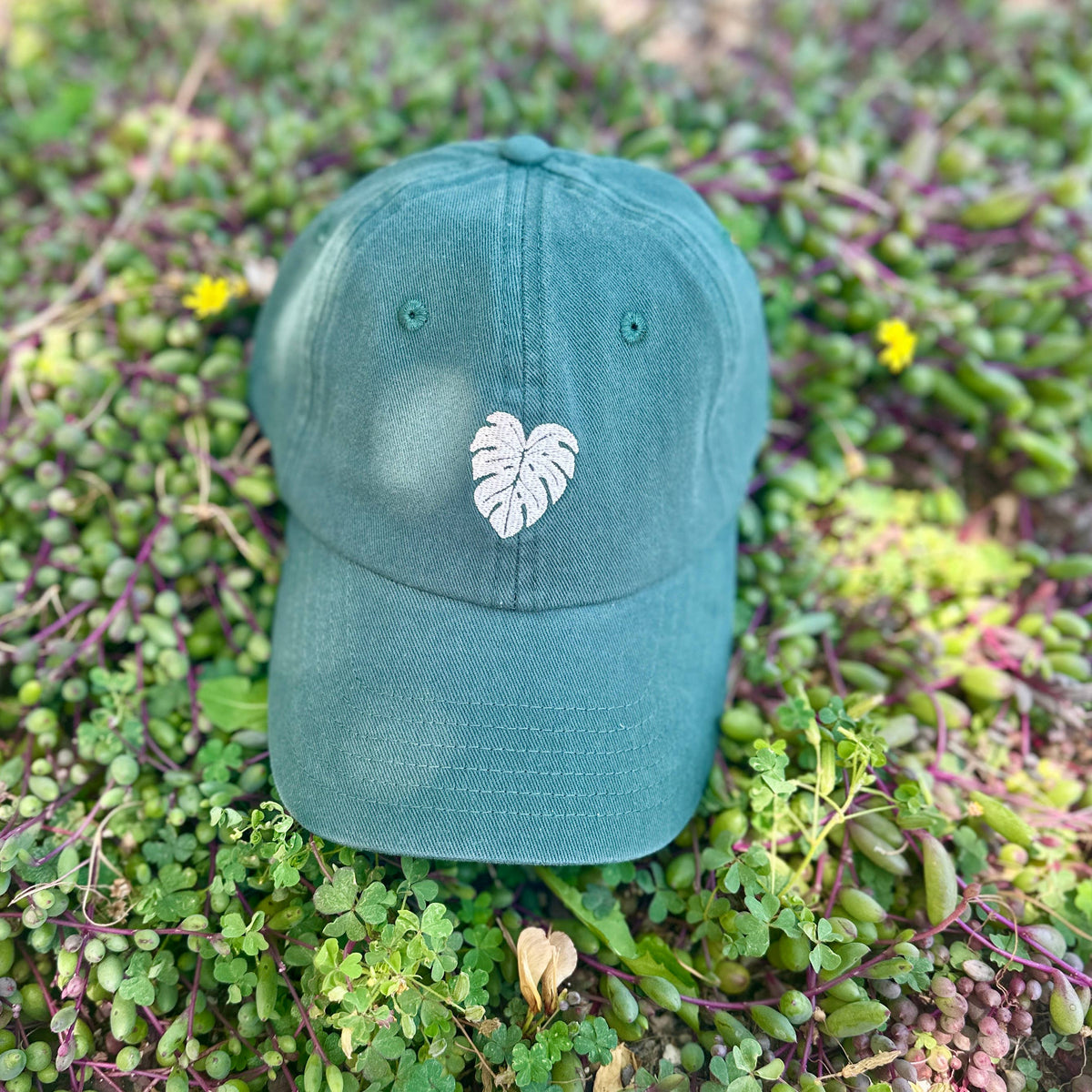 Green Monstera Hat – Embroidered Plant Hat