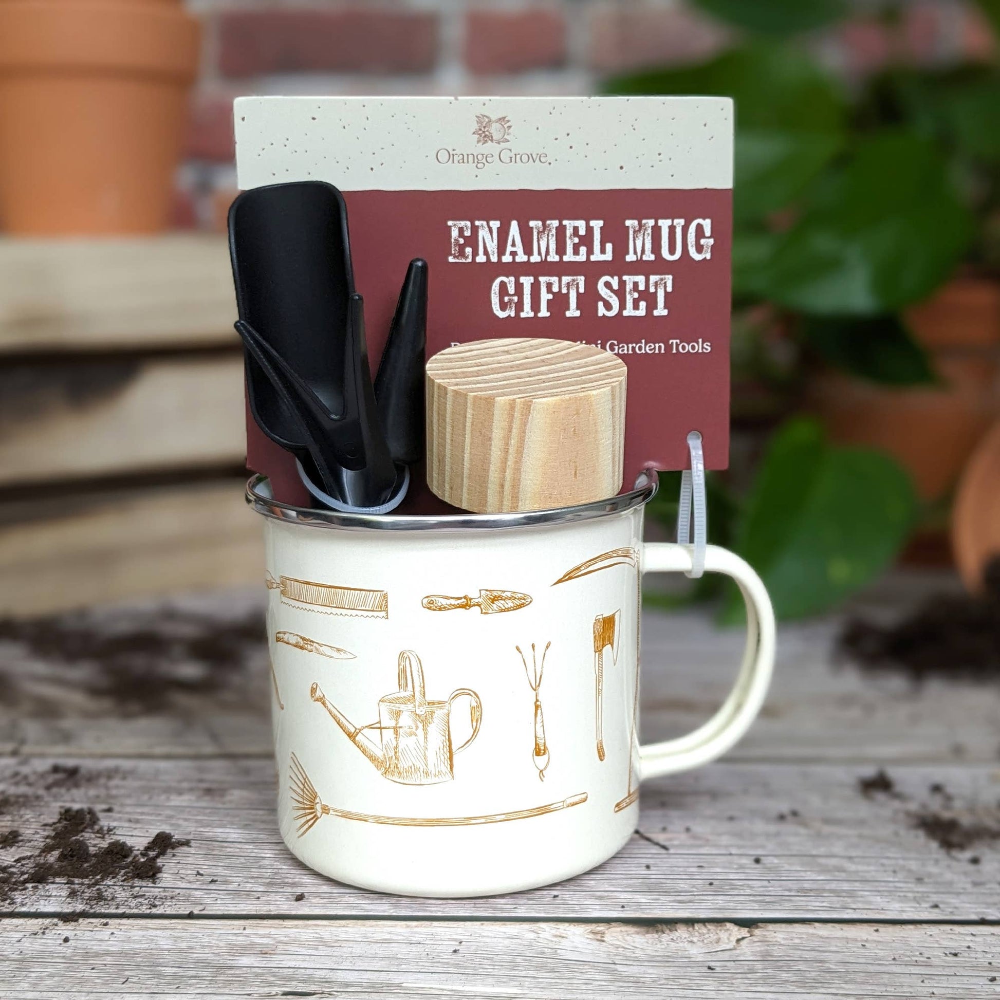 mini garden tools set Orange Grove Mini Garden Tools & Enamel Mug Gardening