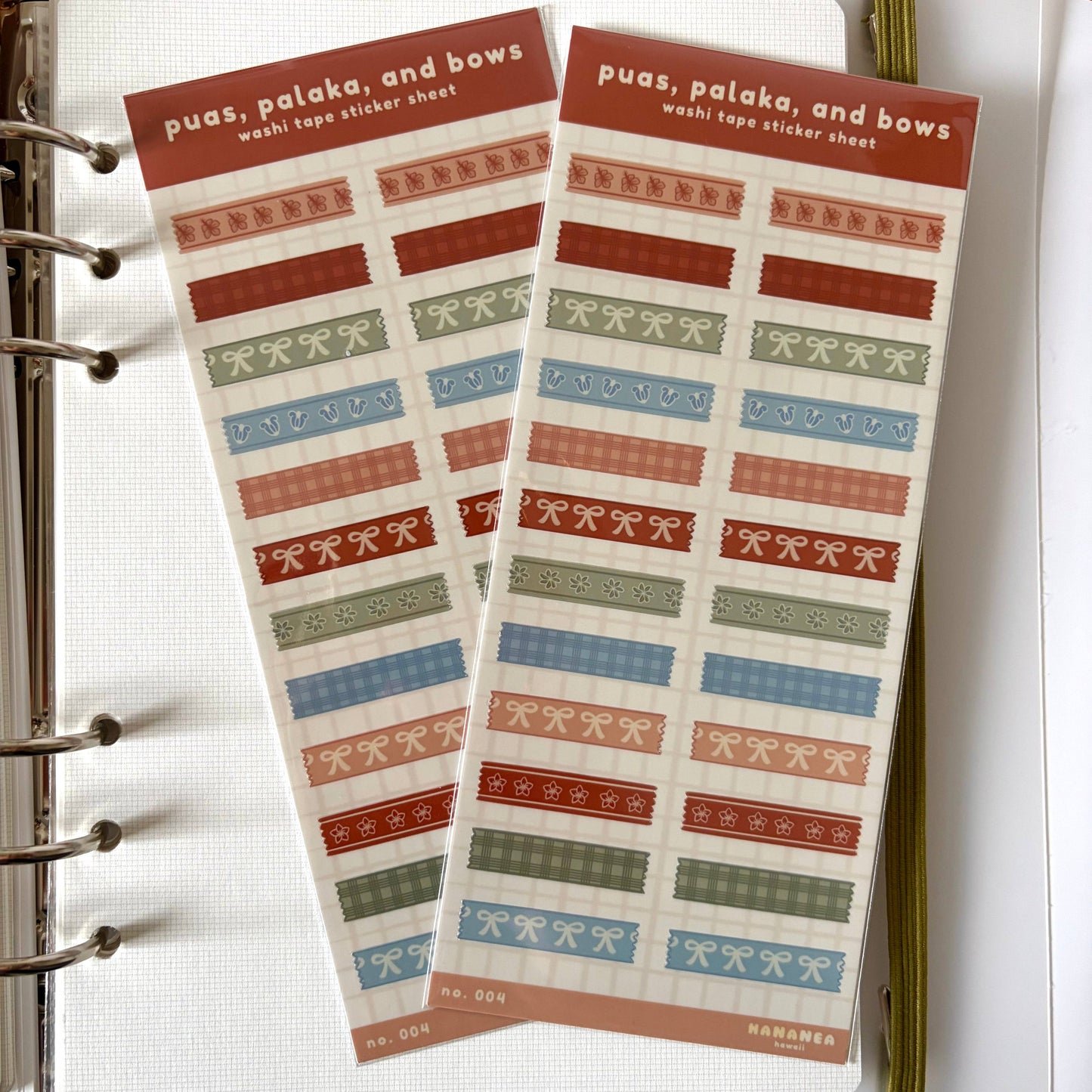 Puas, Palaka, and Bows Washi Tape Sticker Sheet