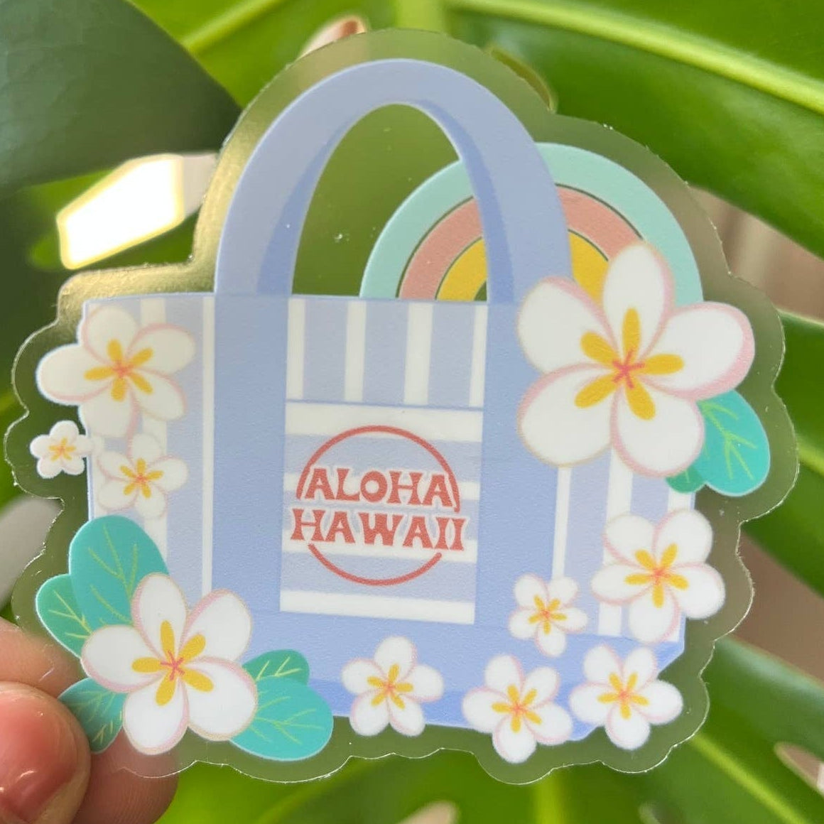 Clear Trader Joe's Inspired Aloha Hawaii Tote Bag Sticker