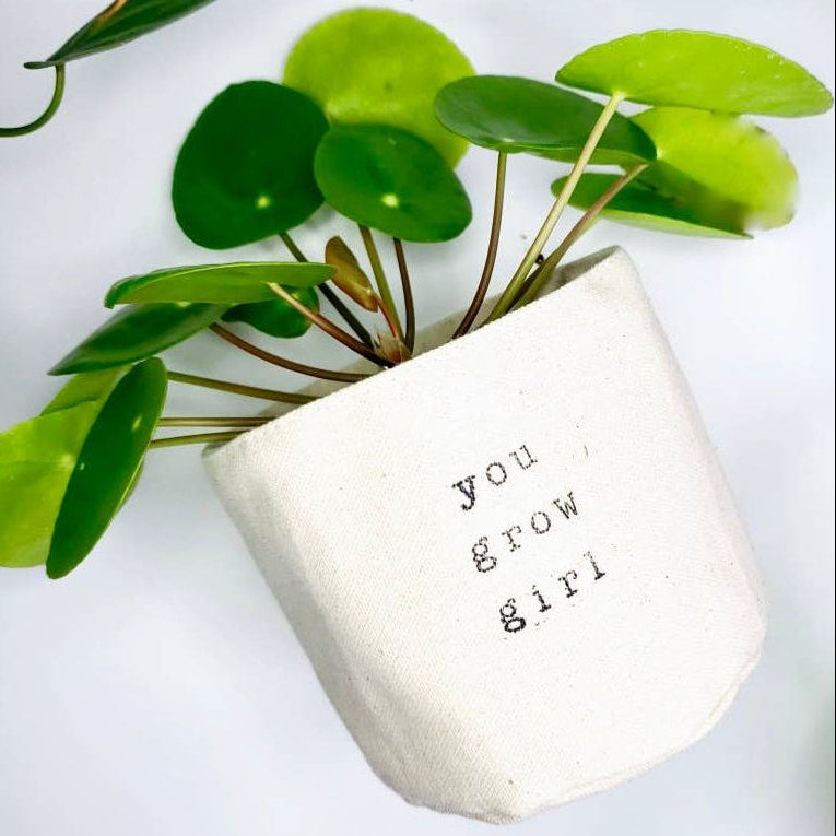 You grow girl Canvas Plant Pot Cover
