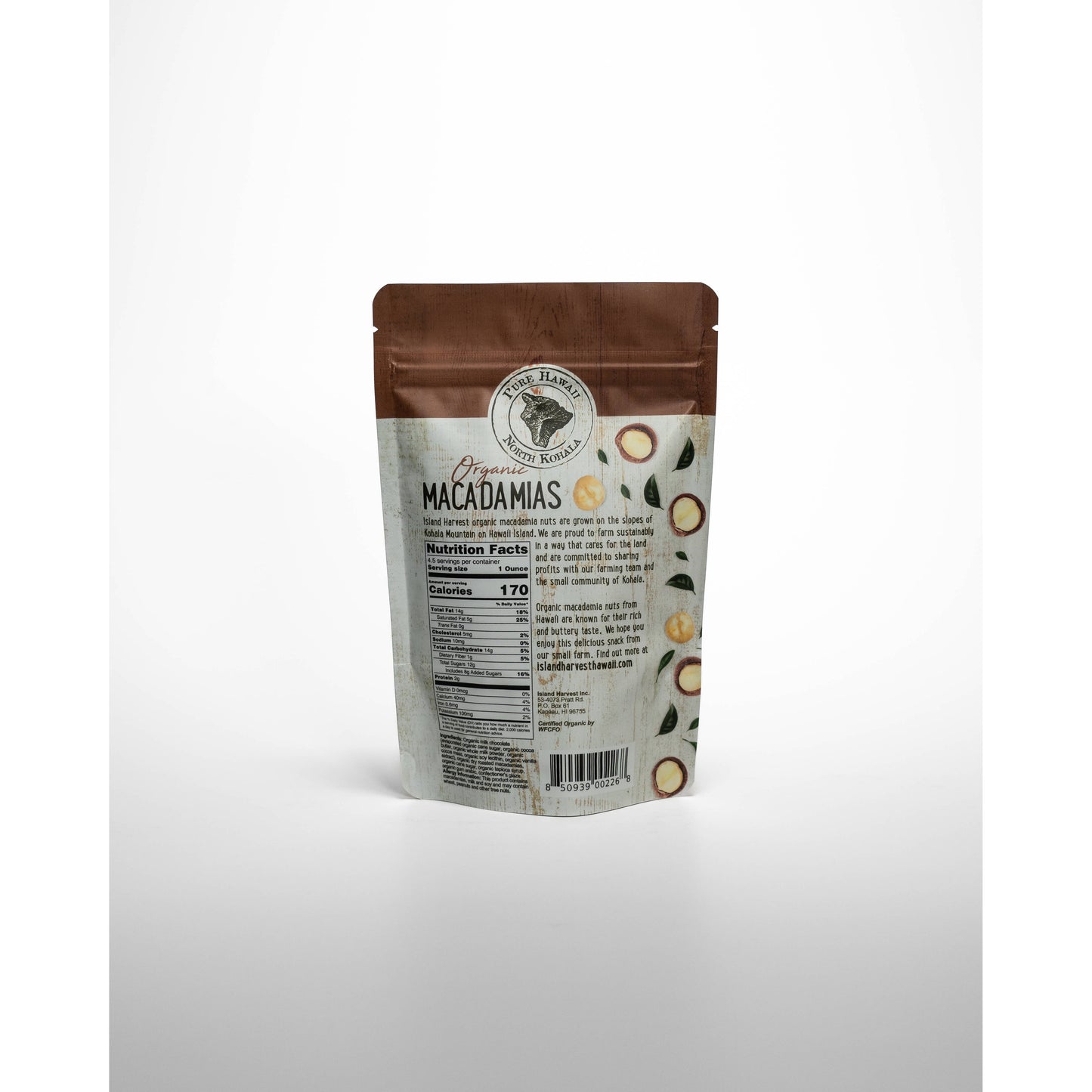 Organic Macadamias with Milk Chocolate (4.5oz)