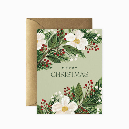 Merry Christmas Floral Greeting Card