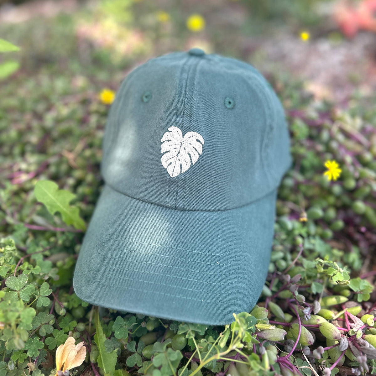 Green Monstera Hat – Embroidered Plant Hat