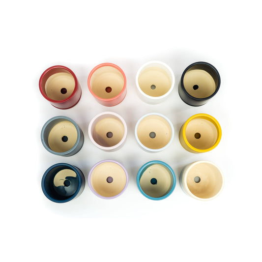 4.5" Gemstone Cylinder Pots with Water Saucers