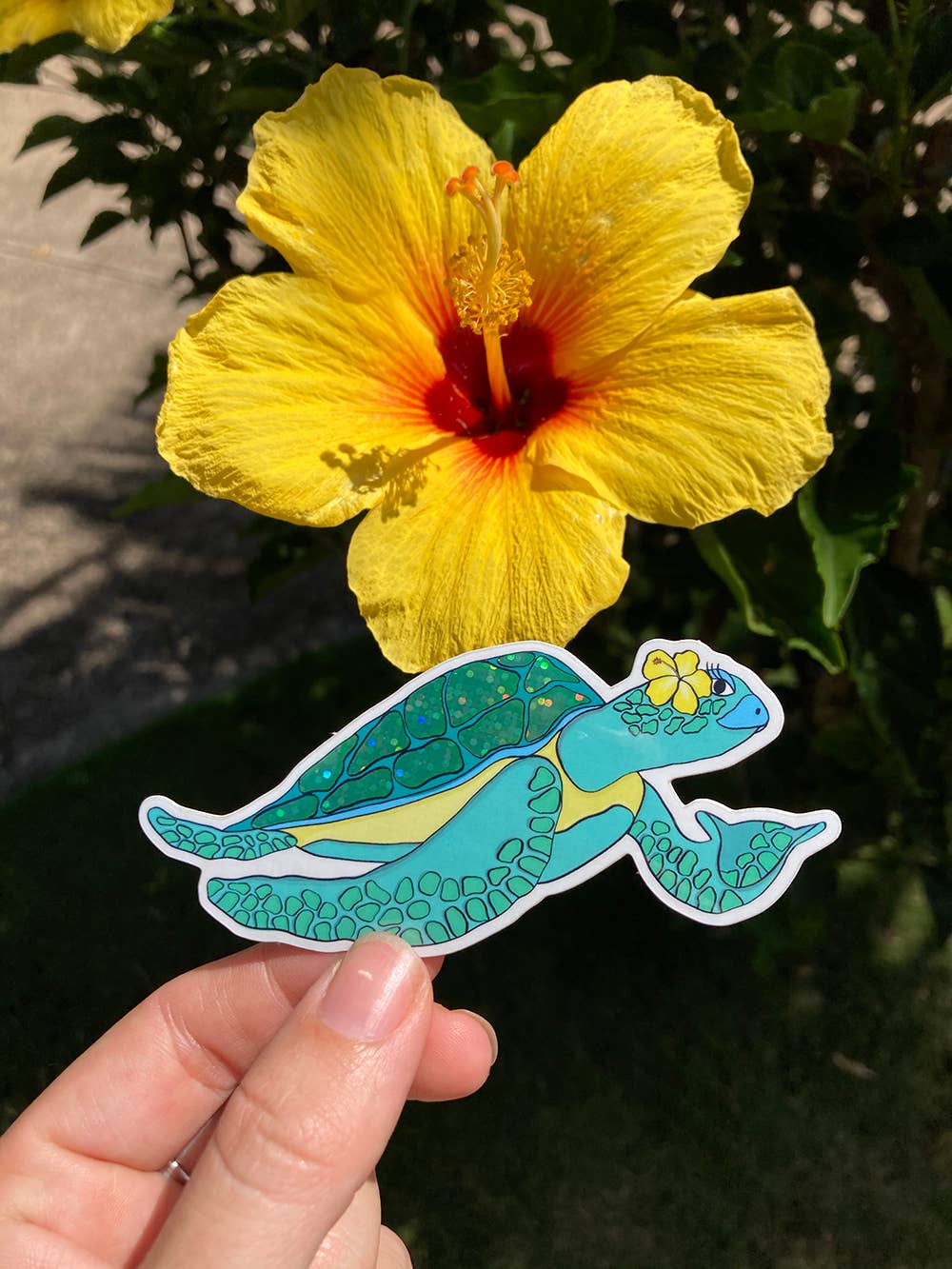 Hibiscus Honu Sticker