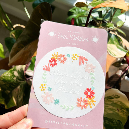 Bloom Where You Are Planted Sun Catcher Sticker Decal